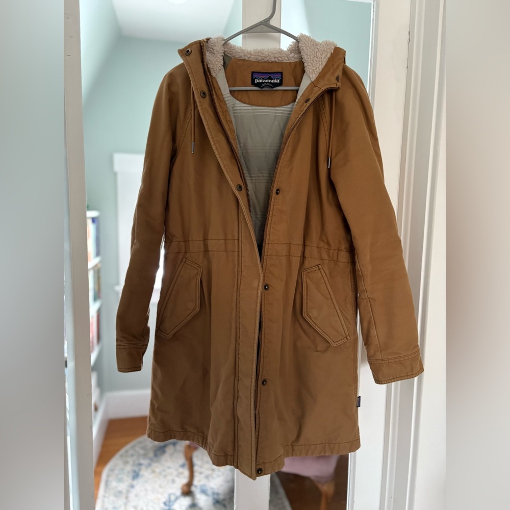 Patagonia M Prairie Dawn Parka in Khaki Brown • Hooded Patagonia Canvas Jacket
